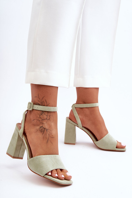 semišové Sandály Na Podpatku Zelené Harriet