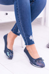 Dámska kožená námornícka modrá otvorená balerína erdola