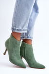 Dámské semišové boty na podpatku zelené Merisa