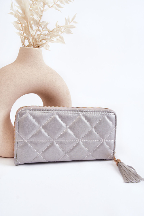 Velká prošívaná peněženka s pruhem stříbrný Jeffrey