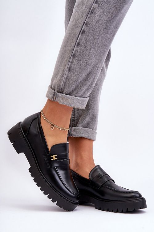 Kožené Mokasíny S Ozdobou Černá Esperta