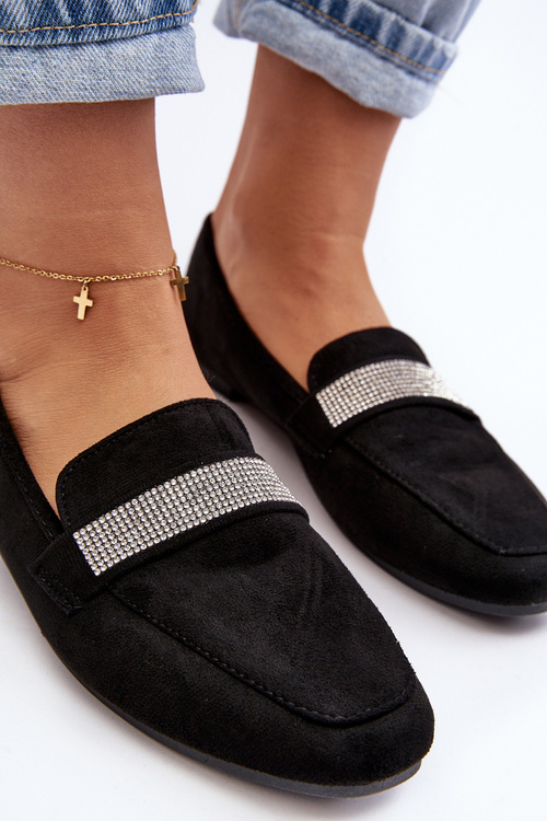 Dámské mokasíny s cirkony černé Ralrika