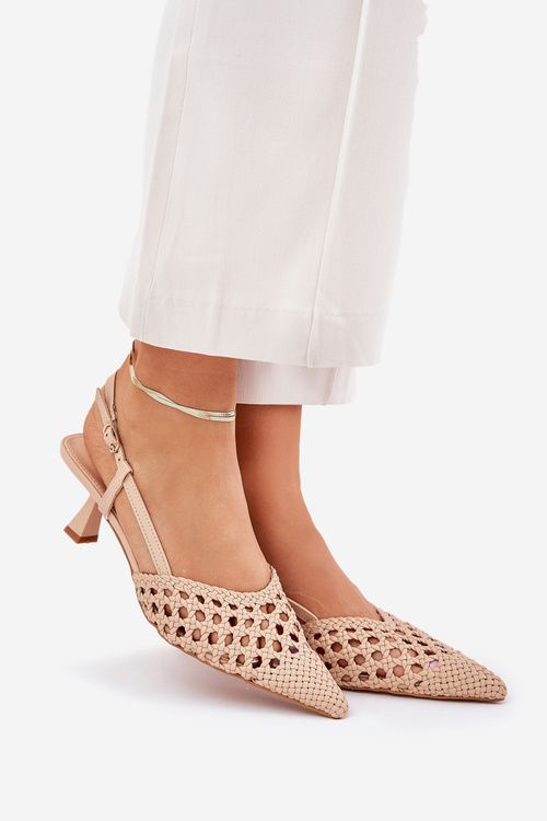 Lodičky S Špičatou Špičkou A Otevřenou Patou Béžové Umirana