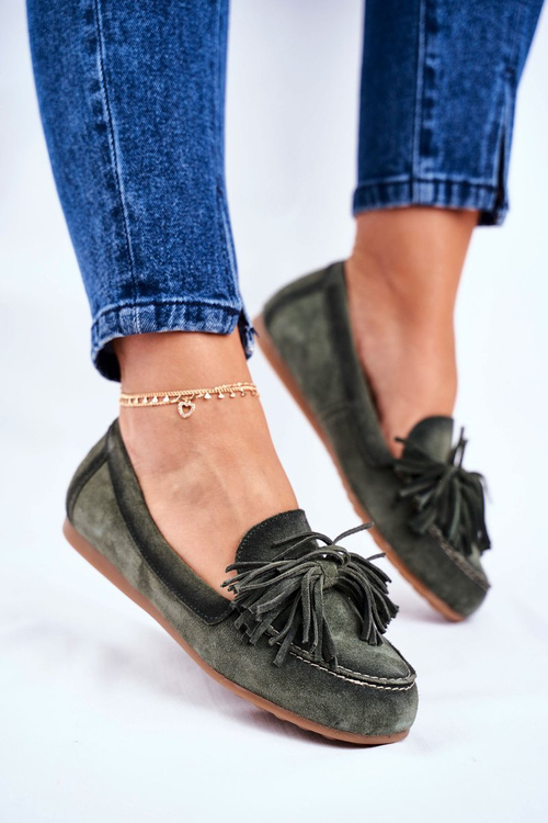 Dámské Mokasiny Maciejka Kožené Olivová 04830-24