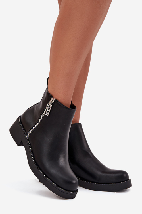 Zateplené Nízke Dámske Topánky S Cirkóniami Čierne Vionna