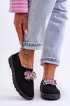 Dámské Slip-on Tenisky s Kameny Černá Simple