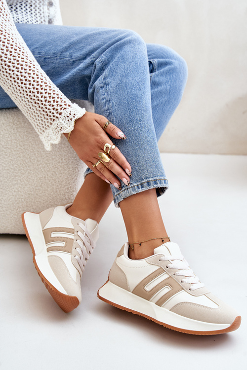 Sneakers Športové Topánky Na Platforme Dámske Béžové Thari