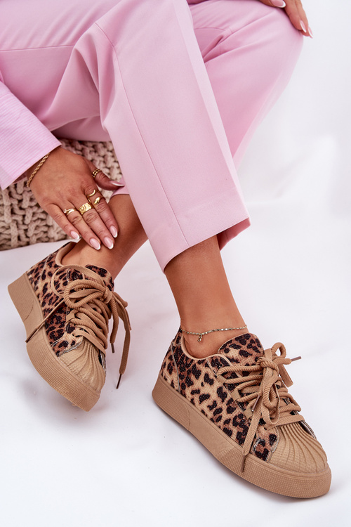 Dámské Tenisky Se Zdobením Na Platformě Leopardí Hnědé Eanneth