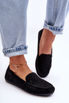 Ženské semišové čierne mokasárske mokasy