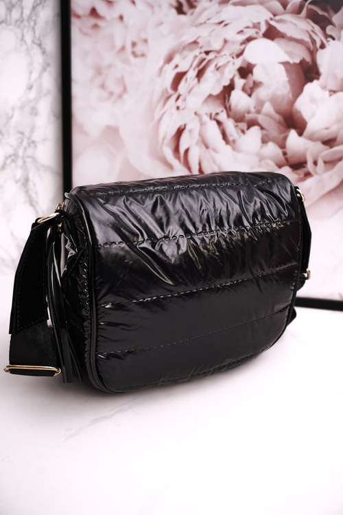 Laura Biaggi Fringed Label, lesklá čierna