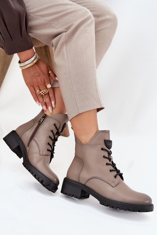 Zateplené dámské kotníkové boty na klínu Vinceza 58609 šedé