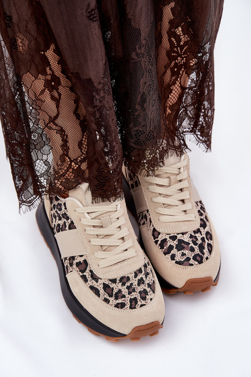 Zamatové Dámske Sneakers Na Platforme Panther Vinceza 66793 Béžové