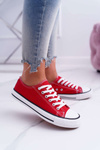 Dámske tenisky s nízkym látkam červenou freetime