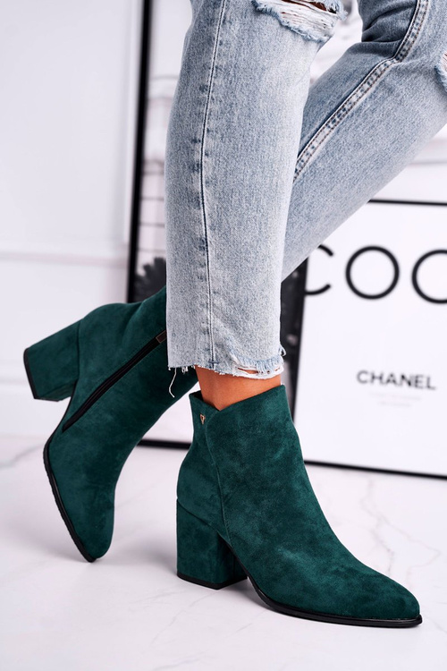 Dámské Kotníkové Boty Na Podpatku Zelené So Good