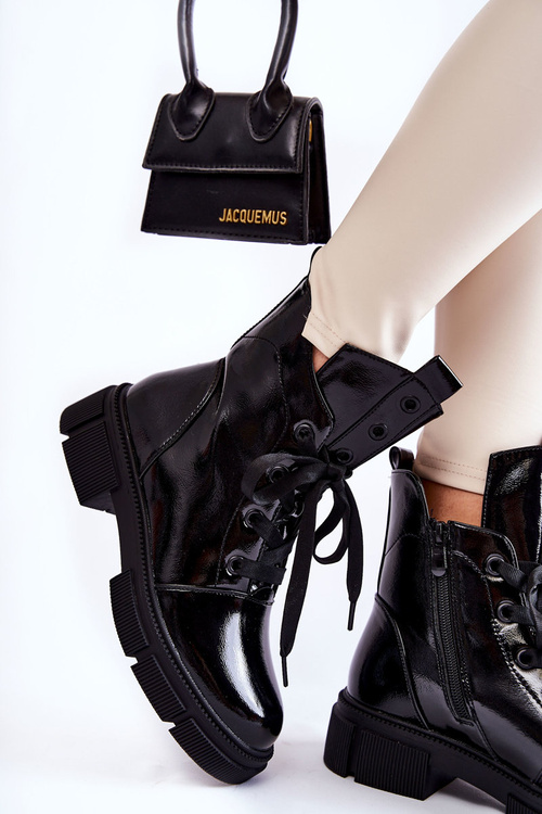 Ženské lakované izolované topánky Čierne Pracovníci