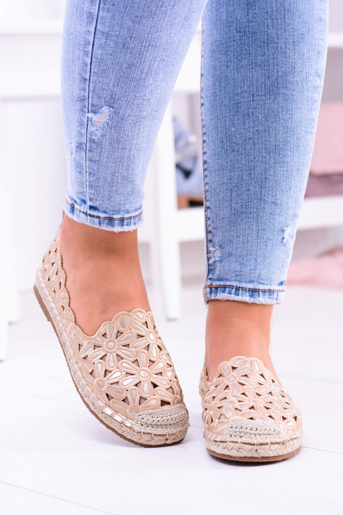 Lu Boo dámské baleríny zlaté espadrilly v květinách Macarena