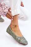 Otvorené módne zelené baleríny Thiago