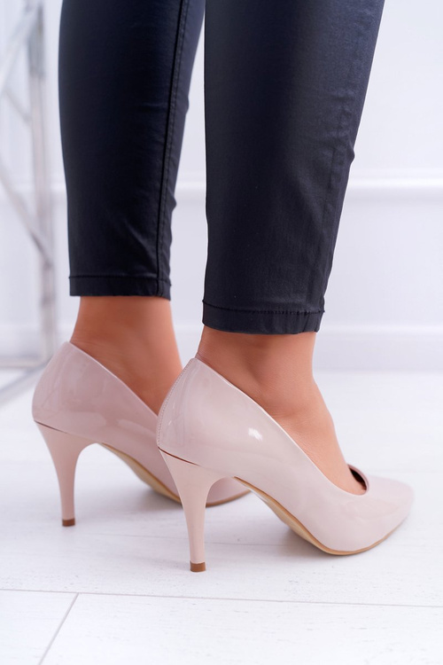 Dámské lodičky na jehlovém Podpatku Sergio Leone lakované béžové Greca