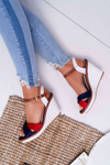 Kaisha Navy Blue Wedge Sandals