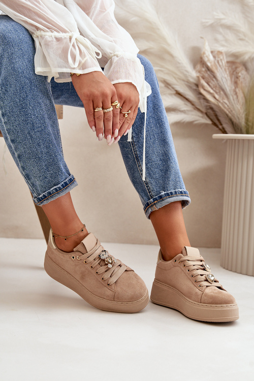 Dámské tenisky na platformě s medvídkem béžové Vailina