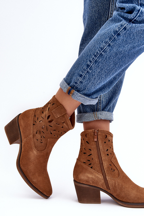 Kožené Křoví Boty S Průhledným Designem D&A SN622-20 Camel