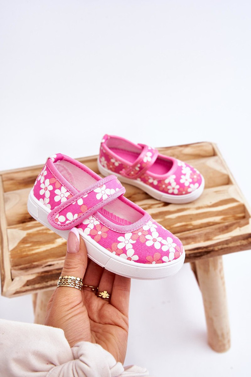 Detské baleríny s ružovými kvetmi Noe