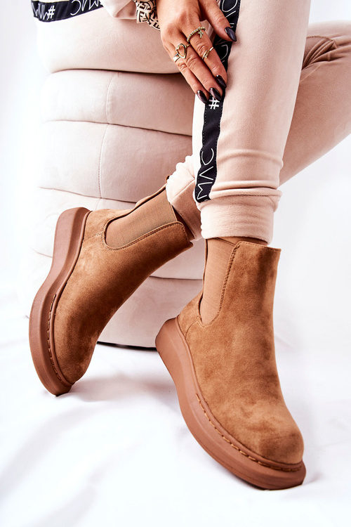 Suede topánky na topánkach Jodhpur na platforme Marissa Beige