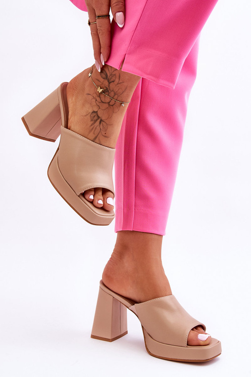 Béžové kožené životy kožené žabky