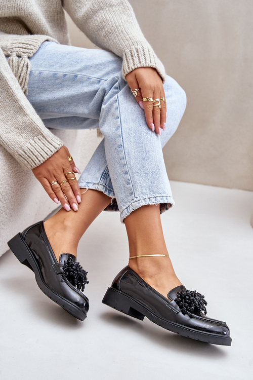 Dámské lakové mokasíny S.Barski HY369A černé