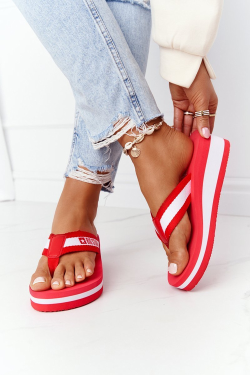 Dámske flip -flops flip -flops na veľkej hviezde HH274A095 Red Wedge
