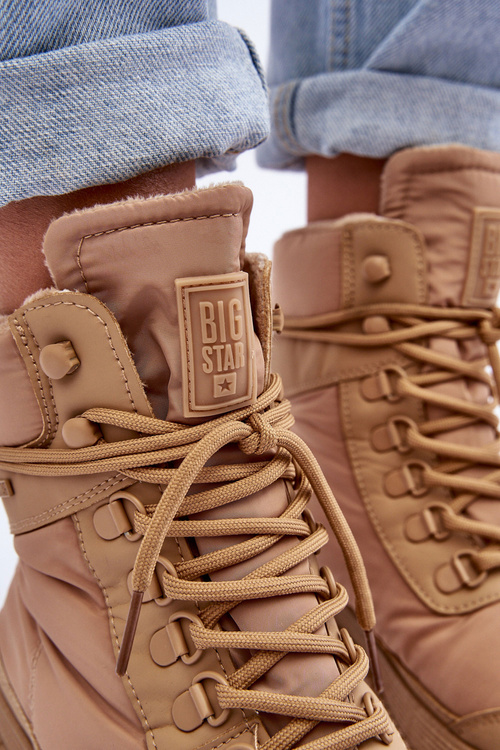 Dámske topánky Izolované topánky na plošine a ploché podpätky Big Star MM274340 Beige