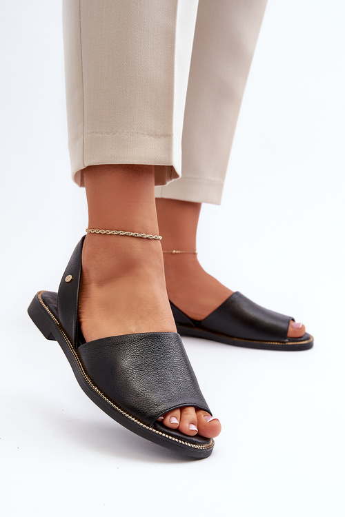 Kožené posuvné čierne sandále lemar alivia