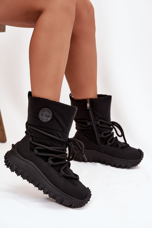 Kožené snehule na platforme Lee Cooper LCJ-25-12-3660 Čierne