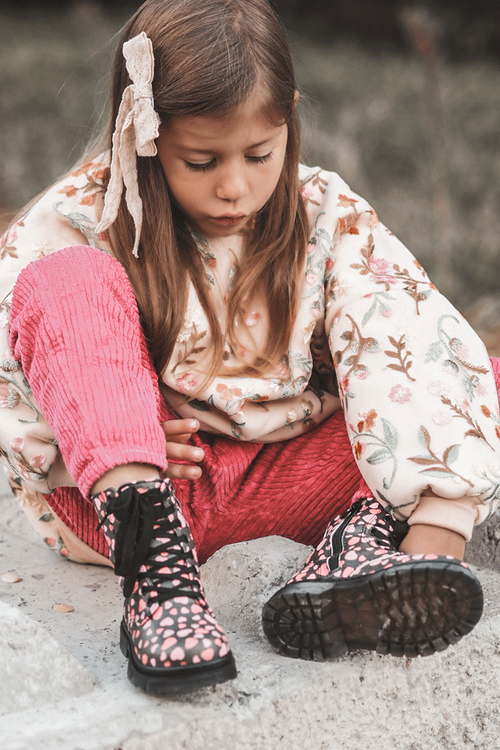 Dolida Ocieplané Dětské Botky Na Zip Černá-Růžová