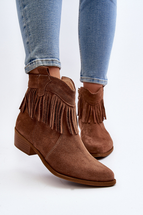 Zazoo 3430 Dámské Semišové Botky S Šňůrkami Camel