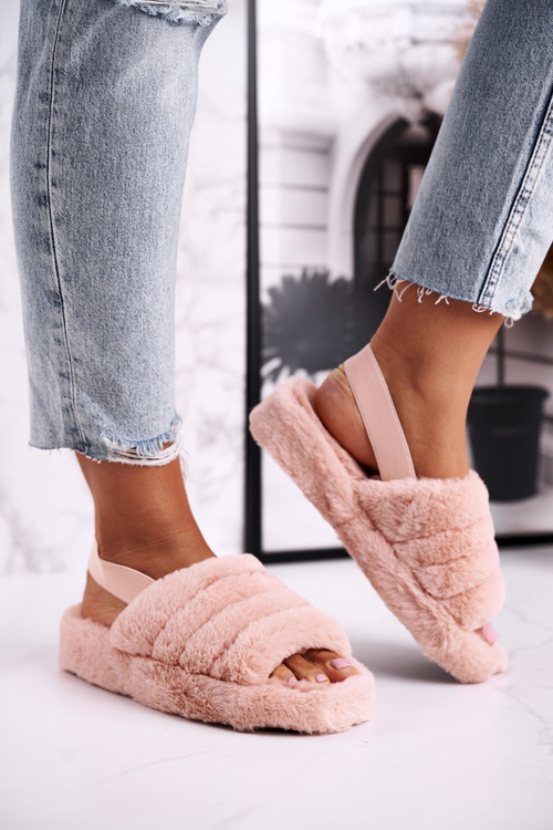 Dámska papci na platforme kožušina oranžová snehová vločka