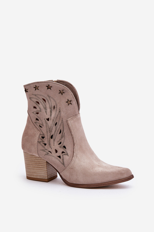 Vyřezávané Kozačky Z Semiše Na Podpatku Kávové Lewski 3613