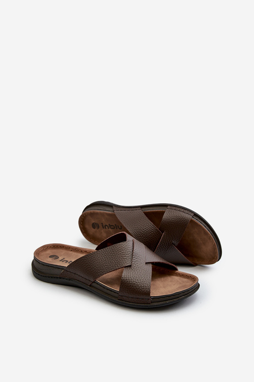 Pohodlné Lehké Žabky Z Ekokože Inblu GV00001I Hnědé