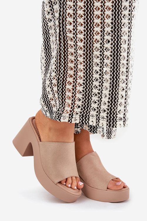 Dámske Sandále Na Podpätku A Platforme Khaki Omeisa