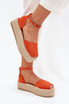 Dámske espadrilky na platforme s pletením oranžové Selise