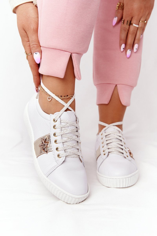 Dámské Kožené Tenisky Lewski Shoes 2786-0 Bílé-Zlaté