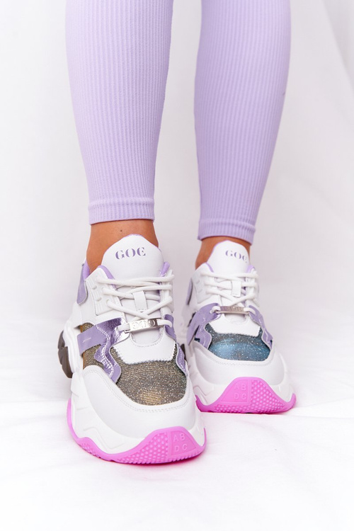 Sportovní Obuv Na Velkých Podrážkách GOE HH2N4038 Bílé-Fialové