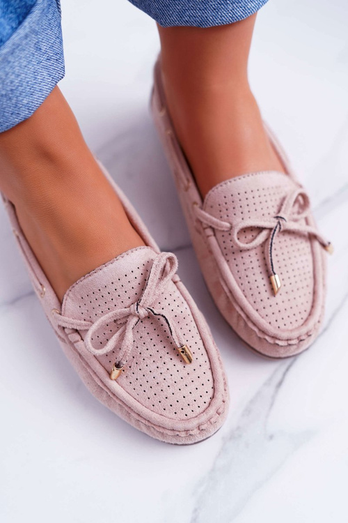 Dámské Mokasíny Semišové Béžové Grella