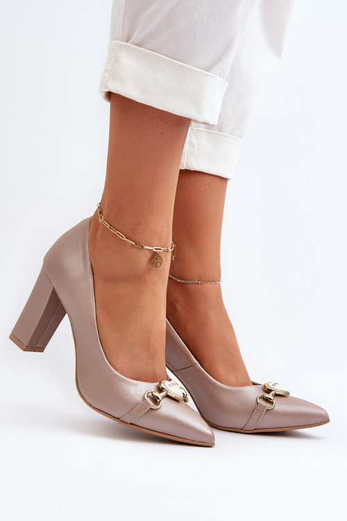 Lodičky s perlami a podpatkem ze kůže Zazoo 2453/OS