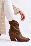 Dámské semišové prolamované boty Cowboy Khaki Eleonore