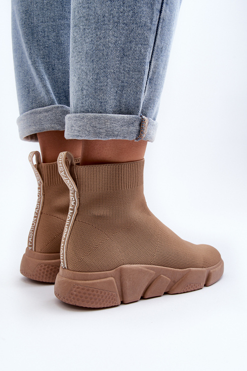 Dámske športové topánky so ponožkou béžové Zirila