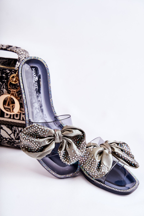 Dámske gumové žabky s čiernym a sivým morom Meriden