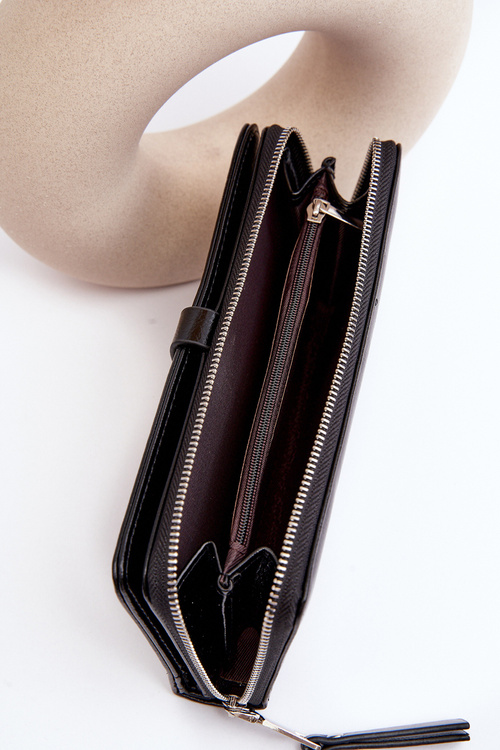 Dámská lakovaná peněženka na magnet černá Bielia