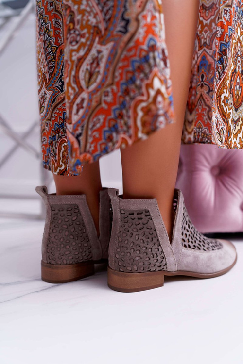 Dámske jarné topánky sivé kovbojské topánky 2366 remízy