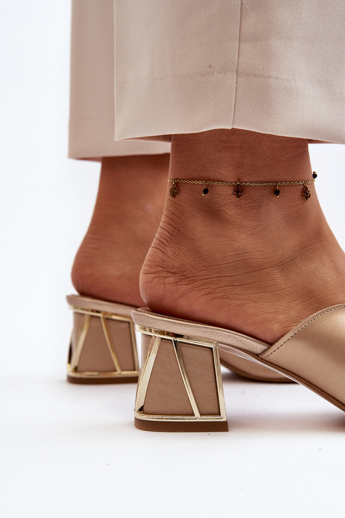 Elegantné dámske sandále na vysokom opätku Laura Messi 2771 zlaté